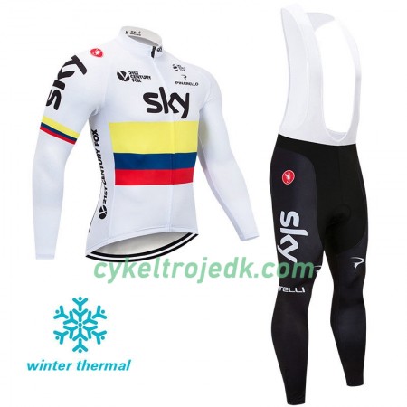 Cykeltøj Langærmet Vinter + Bib Cykelbukser 2018 Team Sky N003